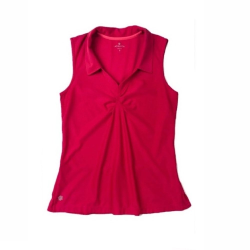Athleta Wick It Hot Pink Polo Tank Top I Lg